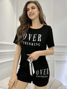 女士睡衣套装 - 黑色 - 查看 3