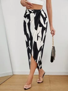 SHEIN Privé In Xếp li Váy quấn Với Xoắn Nút eo - Nhiều màu - Xem 6