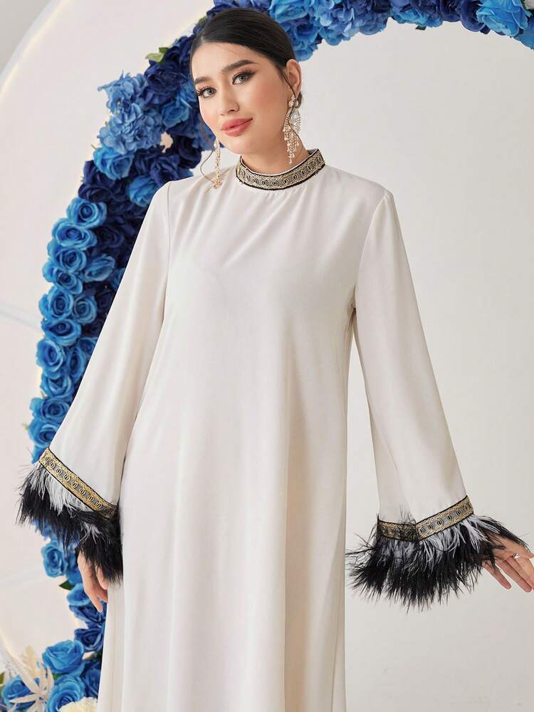 Women's Two Tone Stand Collar Arabian Dress