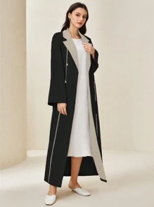Al Najma Women's Colorblock Lapel Double Breasted Coat
