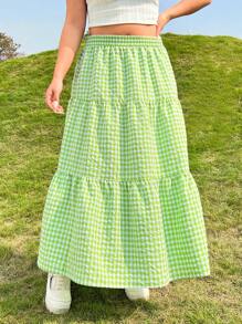 SHEIN MOD Falda De Cuadros De Talla Grande