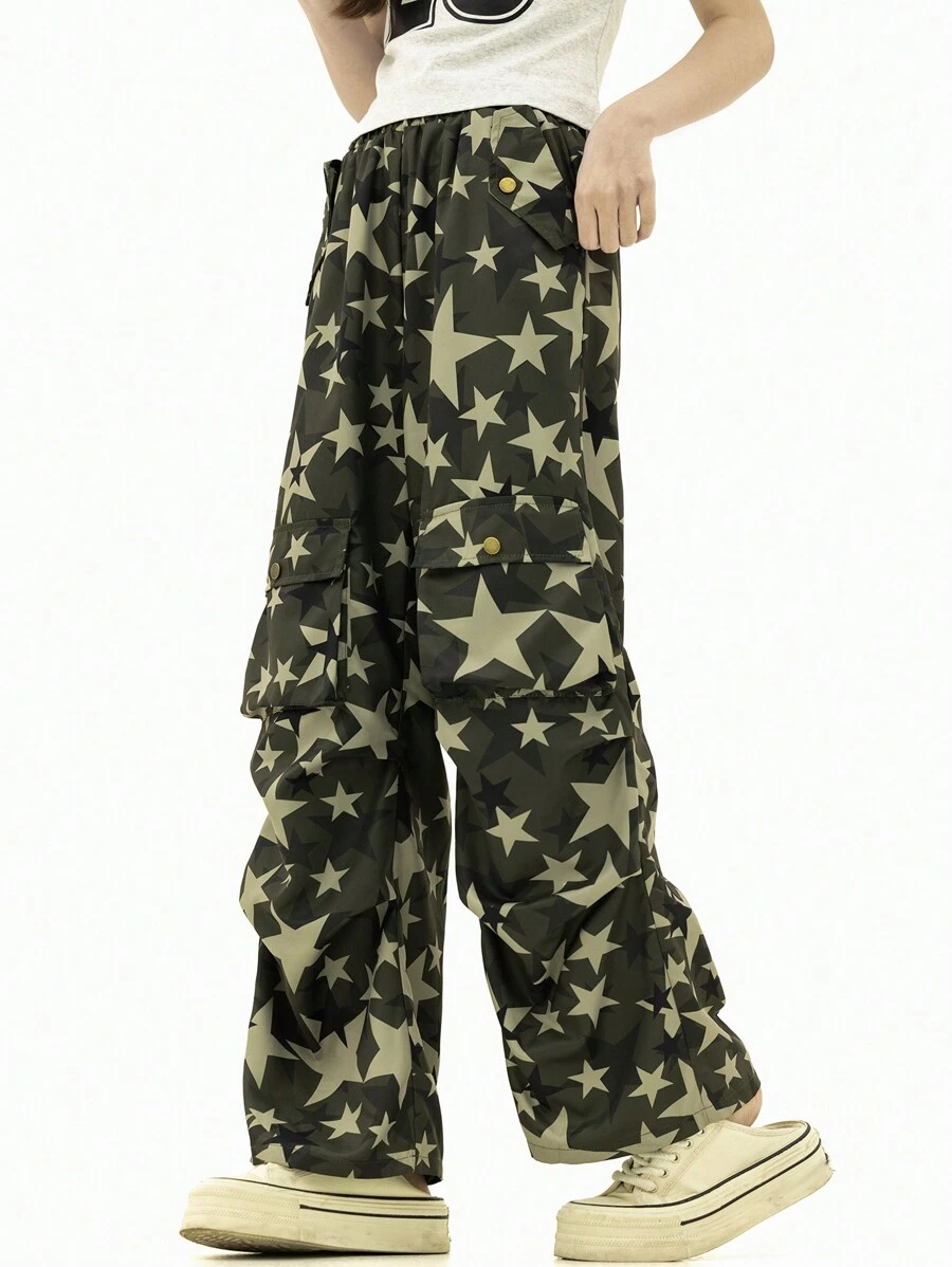 Camouflage Cargo Pants For Teenage Girls - Army Green - View 1