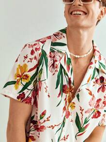 Manfinity VCAY Men's Loose Fit Woven Shirt With Flower Print - Multicolor - View 4