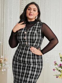 Modelyn Karomuster Kleid Mit Schlanker Passform Für Frauen In Übergröße