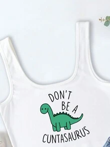 INAWLY Women's Cartoon Dinosaur Printed Tank Top With Slogan DON'T BE A CUNTASAURUS