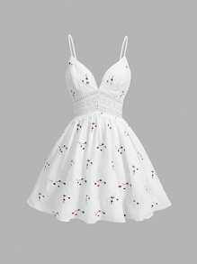 SHEIN MOD Đầm hai dây ren thêu hoa dành cho nữ - trắng - Xem 1