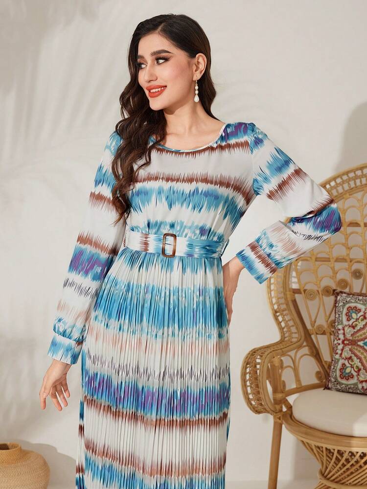 Women's Round Neck Ombre Loose Fit Dress Fall Cloth For Women