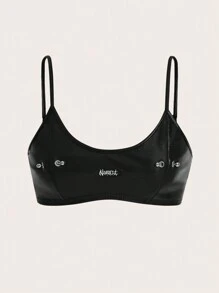 SHEIN ICON Patch Cami ngọn Với Kim loại Nghiên cứu Đồ trang trí - màu đen - Xem 2