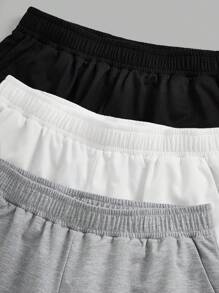Flirla 3入組大尺碼短褲,彈性腰帶和斜口袋款式