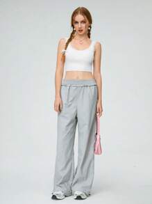 SHEIN Qutie 女士鉤織無袖蕾絲上衣 - 白色 - 查看 3