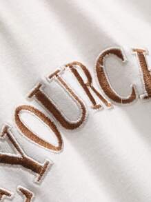 DAZY 女士字母刺繡修身t恤 - 白色 - 查看 4