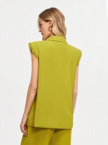 BizChic Women's Elegant Sleeveless Work Suit Jacket For Commuting - Mustard Yellow - View 5