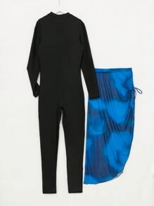 Swim Shayni 夏季海滩女士长袖立领连体泳衣狂欢节阿拉伯服装