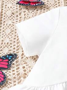 Baby Girl Ditsy Floral Print Ruffle Strap Dress And Short Sleeve Shawl Set For Summer - Multicolor - View 6