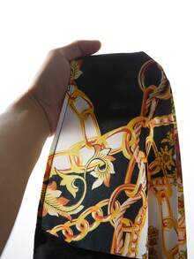 Slaydiva Camisa De Talla Grande Para Mujer Con Estampado De Cadenas Y Bloques De Color - Negro - Ver 6