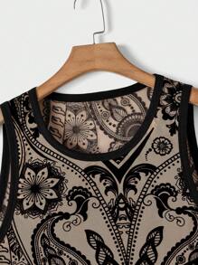 Manfinity VCAY Men's Paisley Printed Round Neck Tank Top