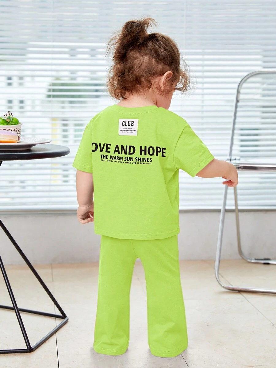 SHEIN Baby Girl Casual Sports Set - Green - View 1