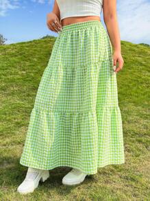 SHEIN MOD Falda De Cuadros De Talla Grande