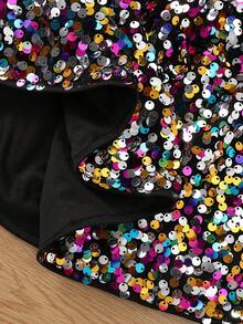 SHEIN Cô Gái Trẻ Hoạt hình In Vòng cổ Lỏng lẻo Áo thun Với Dệt Hạt Lỏng lẻo Váy Bộ - Nhiều màu - Xem 4