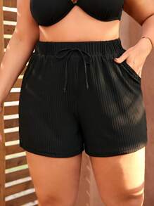 Swim Vcay Kích thước lớn Của phụ nữ Vòng eo có thể điều chỉnh Buộc Túi Bơi đáy - màu đen - Xem 1