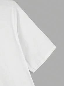 SHEIN Cottnline Men's Basic T-Shirt With Printed Design On The Back, Unisex Style - White - View 3