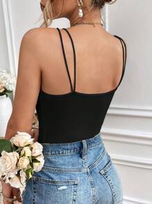 SHEIN Frenchy Women's Dual Strap Camisole Top For Summer Black Casual - Black - View 2