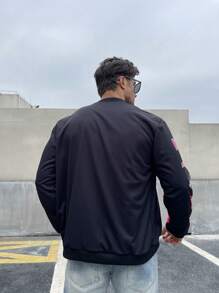 Manfinity EMRG Men Plus Color Blocking Wing & Letter Print College Style Jacket