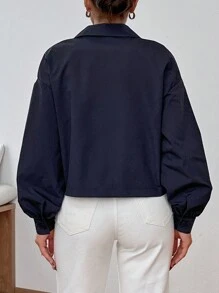 RueChic Flap Pocket Drop Shoulder Jacket - Black - View 2