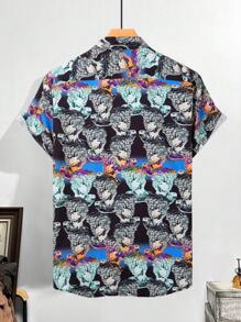 Manfinity RSRT Men's Short Sleeve Shirt With Full Printed Characters