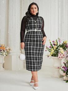 Modelyn Karomuster Kleid Mit Schlanker Passform Für Frauen In Übergröße