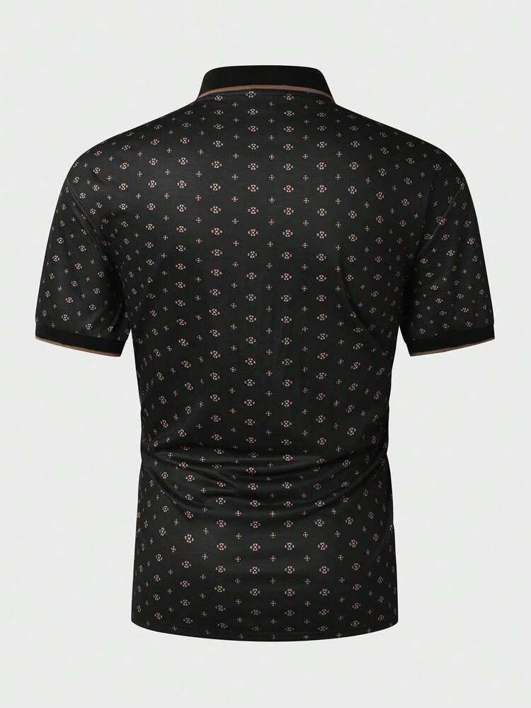 Men's Plus Size Printed Short Sleeve Polo Shirt