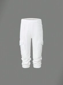 Young Girl's White Loose Fit Cargo Jeans - White - View 2