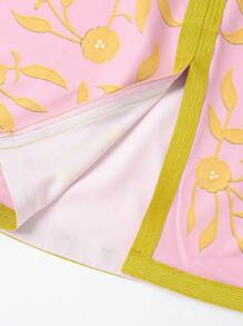 SHEIN Bedrucktes Kleid Für Junge Mädchen Mit Tape & Splice Und Kurzen Ärmeln - Pink - Übersicht 5