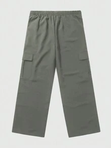 ROMWE MEN Street Life Men's Cargo Pants With Letter Pattern - Green - View 2
