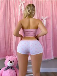 SHEIN Của phụ nữ In Quần short bé trai Với Nơ - Nhiều màu - Xem 2