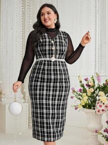 Modelyn Karomuster Kleid Mit Schlanker Passform Für Frauen In Übergröße