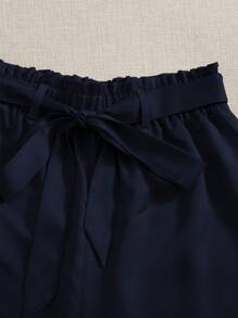 Chiquease Women's Solid Color Sleeveless Top And Belted Pants 2-Piece Set - Navy Blue - View 3