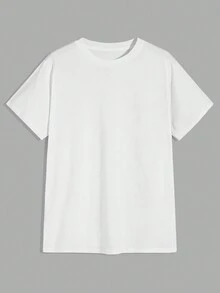 SHEIN Cottnline Men's Basic T-Shirt With Printed Design On The Back, Unisex Style - White - View 2