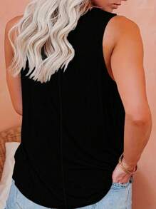 SHEIN LUNE Plus Size Women's Evil Eye Printed Tank Top - Black - View 2