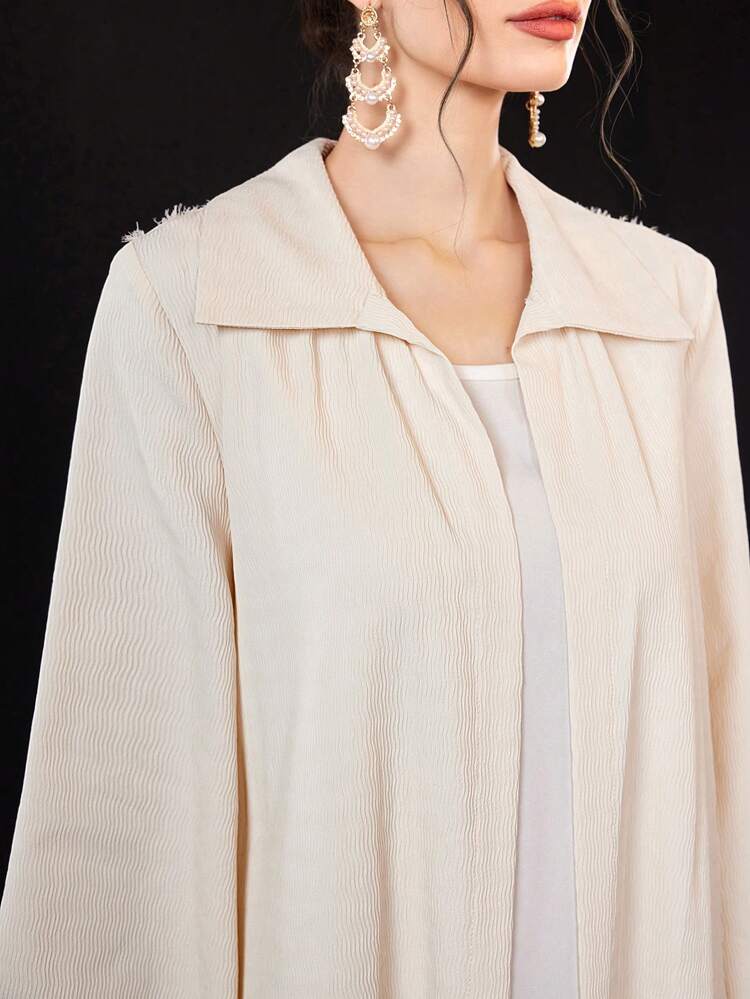 Women's Fuzzy Embellished Back Full Sleeve Abaya Without Belt, Muslim Fashion Abaya For Casual/Festival/Gathering/Travel