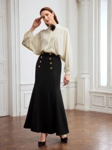 MOTF PREMIUM WOVEN LIGHTWEIGHT FLOWER PATCHED BLOUSE - Apricot - View 5