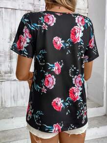 SHEIN LUNE 印花女士短袖t恤 - 黑色 - 查看 2