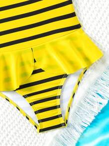 Baby Girl Cartoon Bee Design Bowknot One-Piece Swimwear