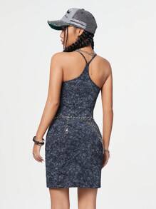 Coolane Women's Sleeveless Bodycon Slit Front Dress For Spring And Summer - Grey - View 2