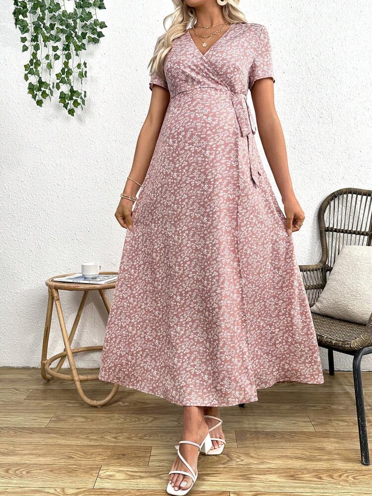 Maternity Casual Bodycon Dress With Floral Print