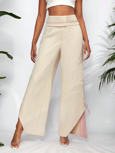 CARMEN Pantaloni casual ampi e pieghevoli da donna in stile bohémien di lusso, con aperture frontali, adatti per vacanze, festival, Ibiza, ufficio