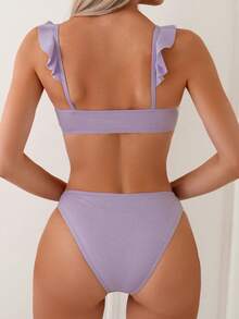 SHEIN Swim Ladies' Purple Bikini Set Valentine - Purple - View 2