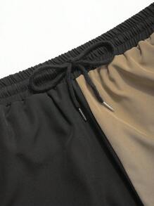 Manfinity Homme 男士撞色短袖衬衫短裤套装，色块，家庭搭配，度假，我爱我的男朋友，艺术衬衫