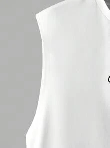 Manfinity VCAY Camiseta de tirantes redonda para hombre con estampado de letras, sin mangas, gráfica lisa en color blanco para uso urbano casual