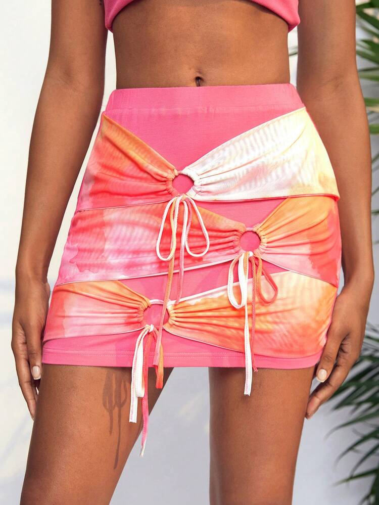 Designer Knot Front Sexy Skirt, For Summer, Holiday, Party, Festival